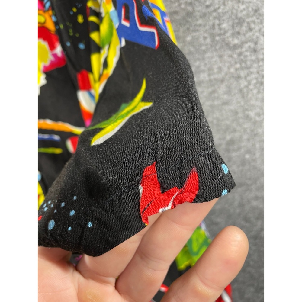 Vintage 1990 Planet Hollywood Rayon Space Print Camp Hawaiian Shirt XL Flowey - Picture 11 of 14